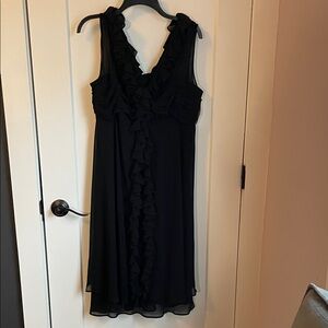 Kathy Robert’s Chic Black Chiffon Ruffle Dress